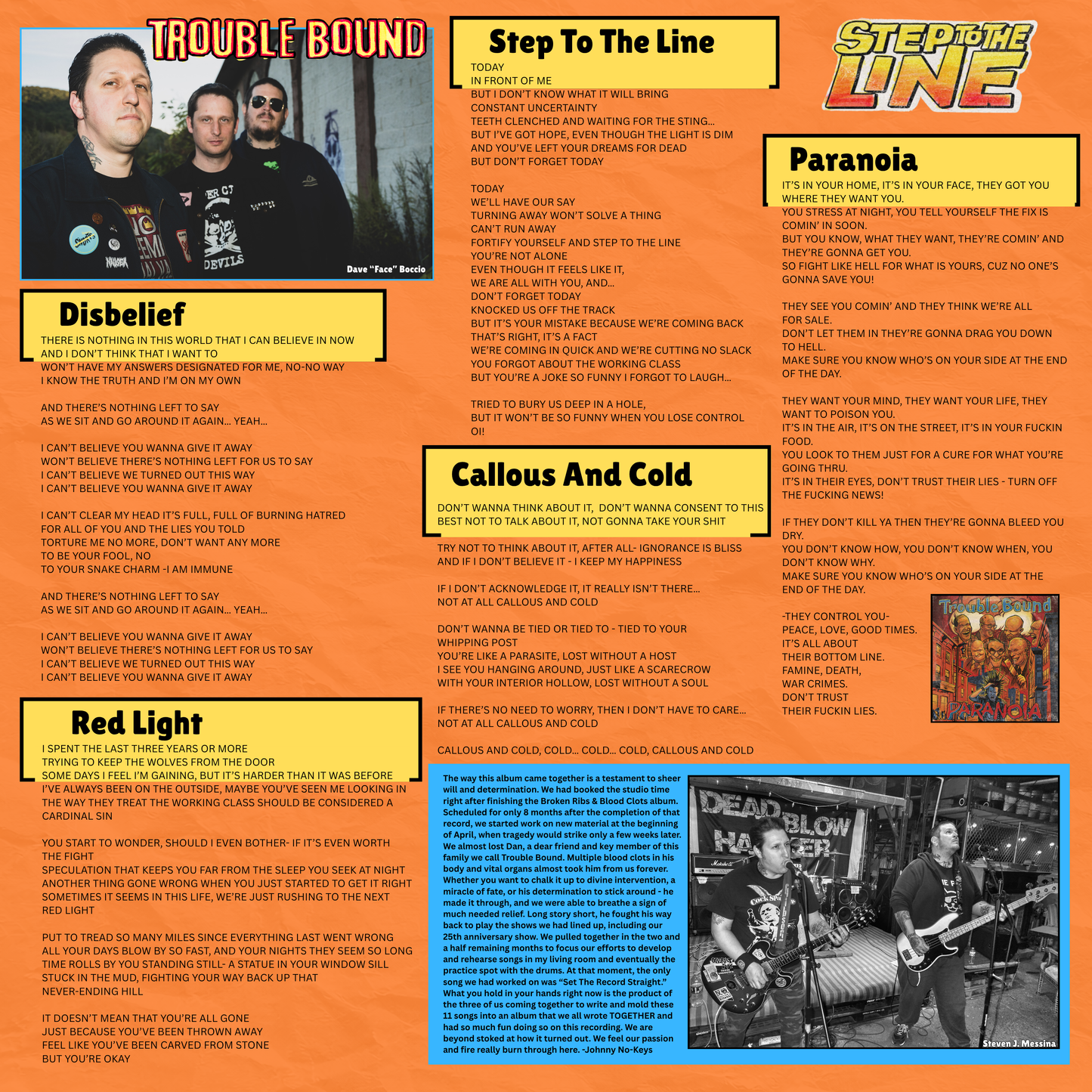 Trouble Bound - Step To The Line - Orange Vinyl